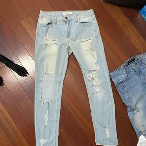 Light was ripped jeans